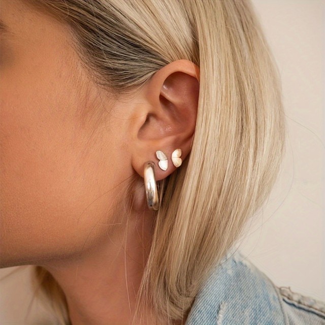 Elegantni uhani s krili metulja srebrni 