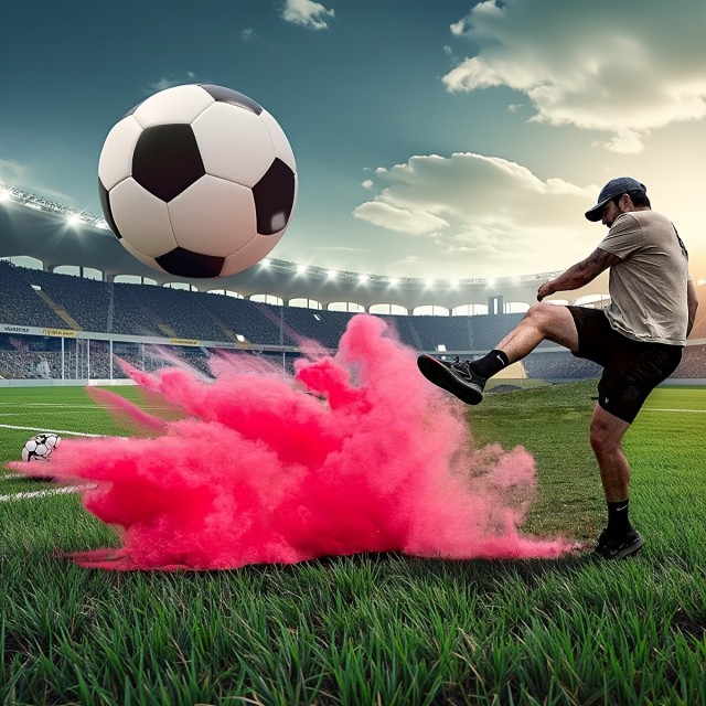 Nogometna žoga za razkrivanje spola – moder ali roza prah