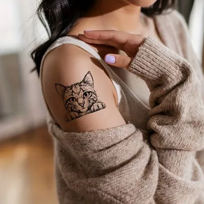 Komplet vodoodpornih tatu nalepk z muckami 