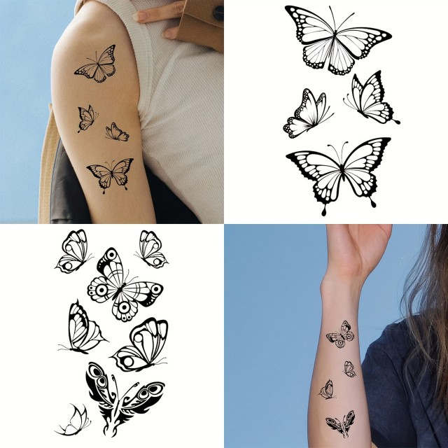 163 tattoo nalepk z vzorcem črnega metulja