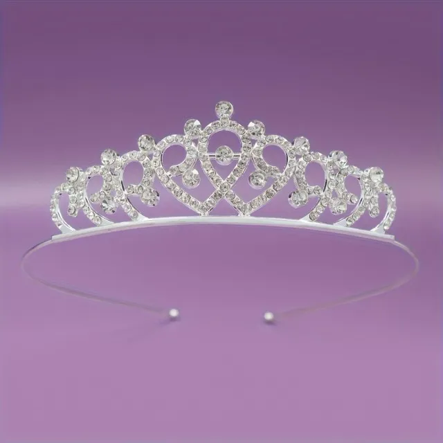 Čudovita poročna krona tiara v srebrni barvi 