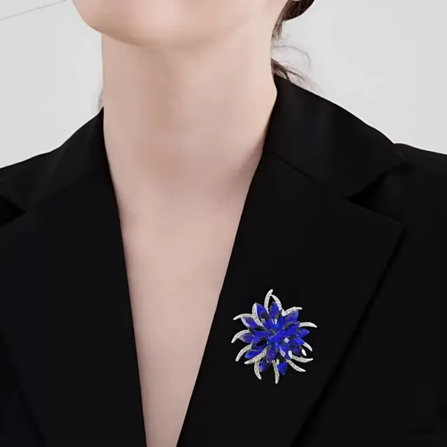 Modra cvetlična elegantna broška