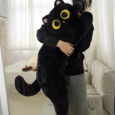 XXL plišasta igrača črna mucka 95cm