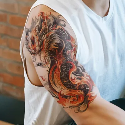 Začasna tattoo nalepka z ognjenim zmajem