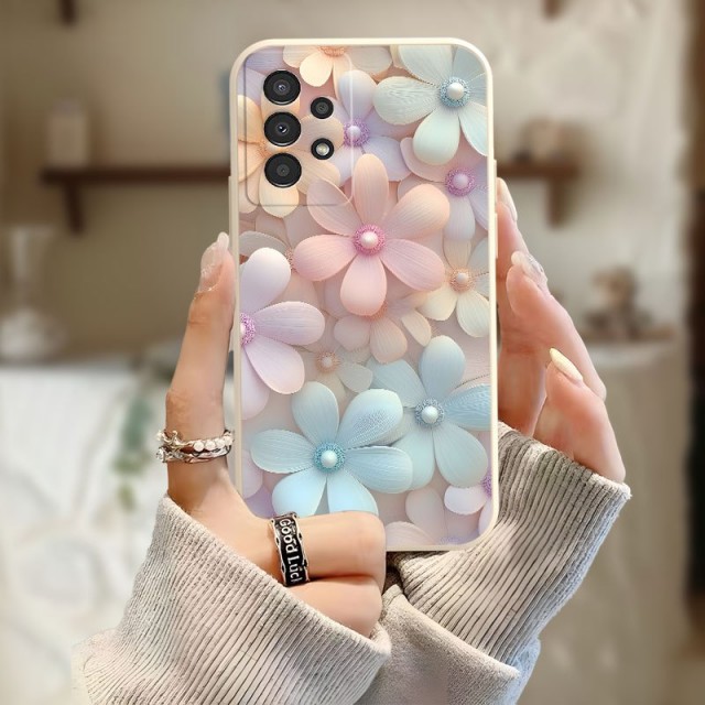 Pastelni ovitek za telefon s cvetlicami Samsung Galaxy A56