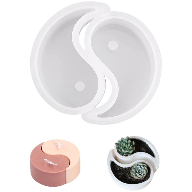2-delni silikonski kalup Yin Yang za izdelavo sveč