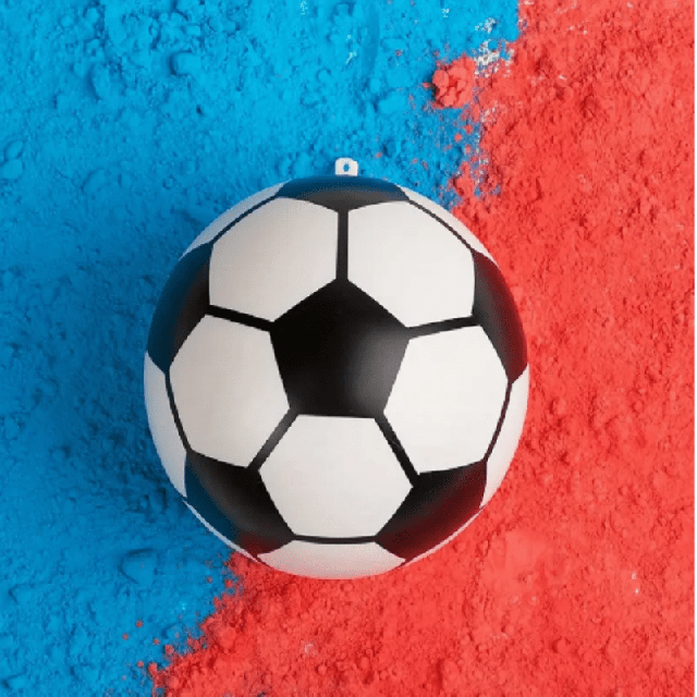 Nogometna žoga za razkrivanje spola – moder ali roza prah