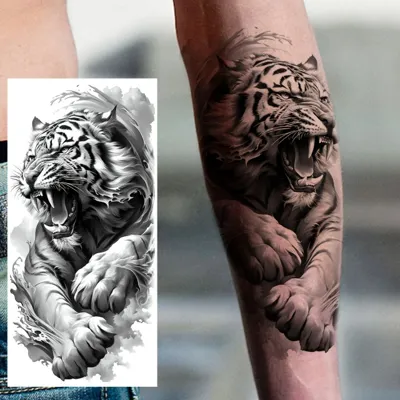 Moška začasna tattoo nalepka z divjim tigrom