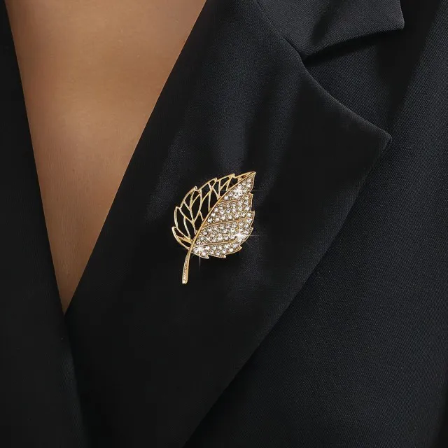 Elegantna ženska broška z velikim listom 