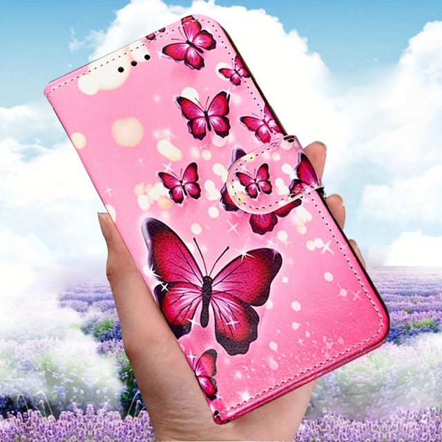 Ženski ovitek za telefon s potiskom metulja umetno usnje (Samsung Galaxy A16) 