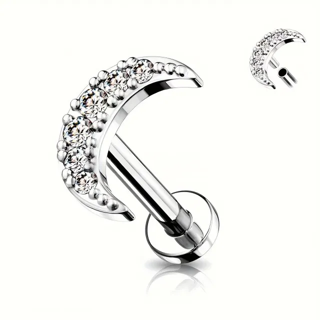 Šik piercing za hrustanec polmesec srebrne barve