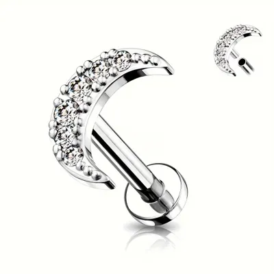 Šik piercing za hrustanec polmesec srebrne barve