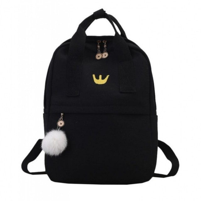 Modna torbica/nahrbtnik v črni barvi, s kronico