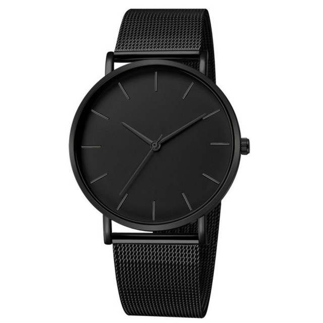 Elegantna ura v črni barvi, brez številk