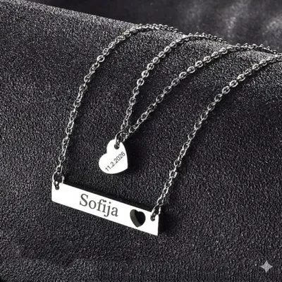 Komplet dveh personaliziranih ogrlic z osebno gravuro