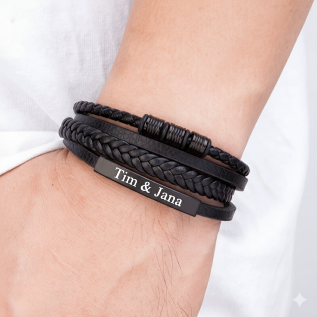 Personalizirana večdelna zapestnica za moške z gravuro po želji 