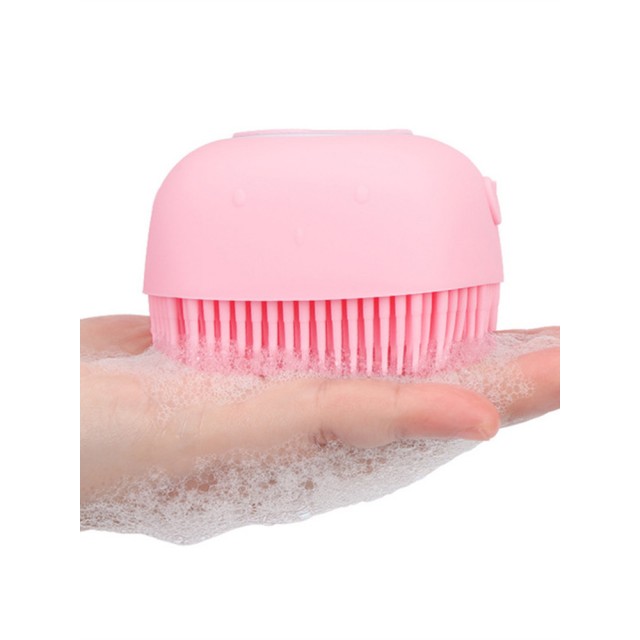 Silikonska krtača za masažo lasišča, s posodo za šampon 