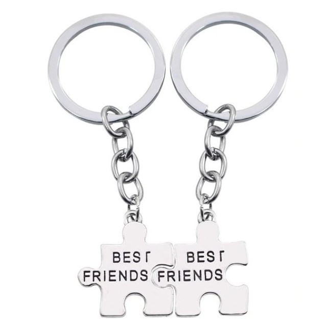 Dvodelni obesek za ključe BEST FRIENDS, srebrne barve