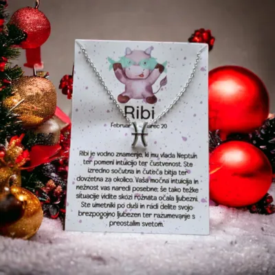 Verižica iz nerjavečega jekla s posvetilom, RIBI