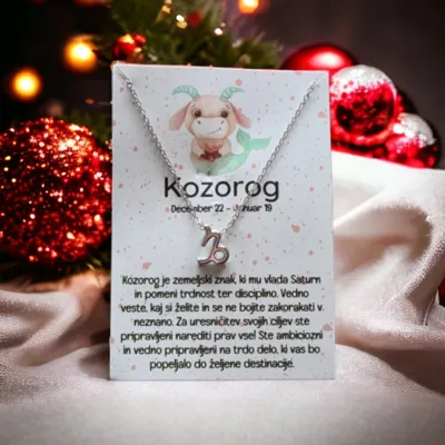 Verižica iz nerjavečega jekla s posvetilom, KOZOROG