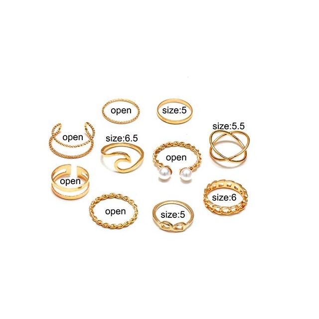 10 delni set prstanov v zlati ali srebrni barvi 9911