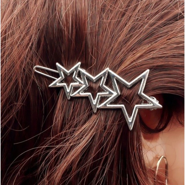 Sponka za lase z zvezdicami, srebrne barve