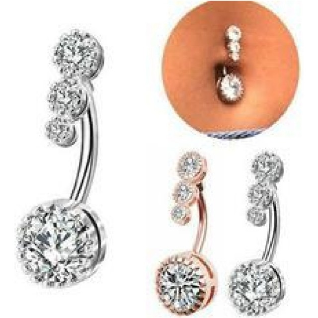 Piercing za popek, srebrn ali rose 