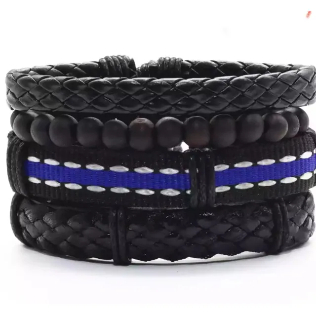 Set moških zapestnic modro-črne 