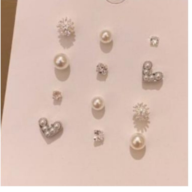 Komplet 6 parov uhančkov s perlicami