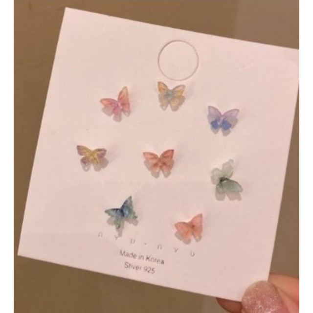 Komplet uhanočkov pisani metuljčki 