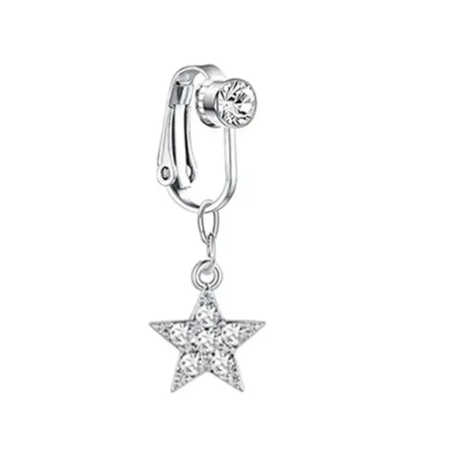 Fake piercing za popek zvezdica srebrna