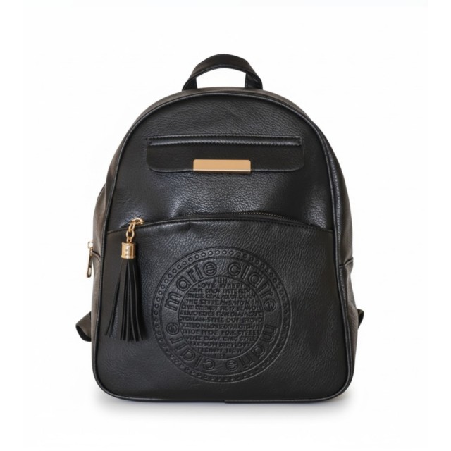 Nahrbtnik črn usnjen s cofkom spredaj 8284