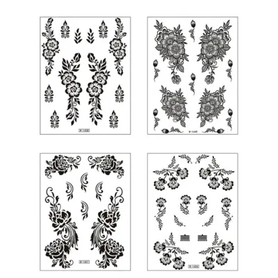 Komplet 4 začasnih tattoo nalepk z mandala potiskom 