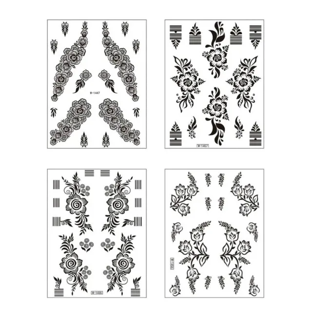 Set 4 začasnih tatu nalepk s cvetličnim motivom 