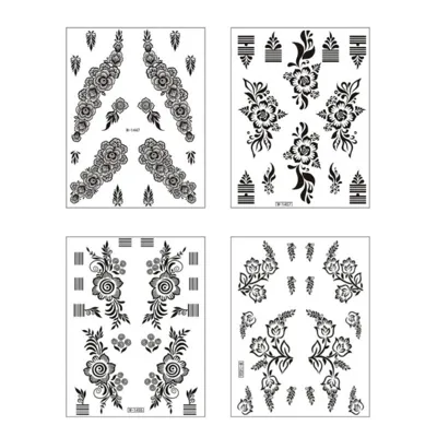 Set 4 začasnih tatu nalepk s cvetličnim motivom 