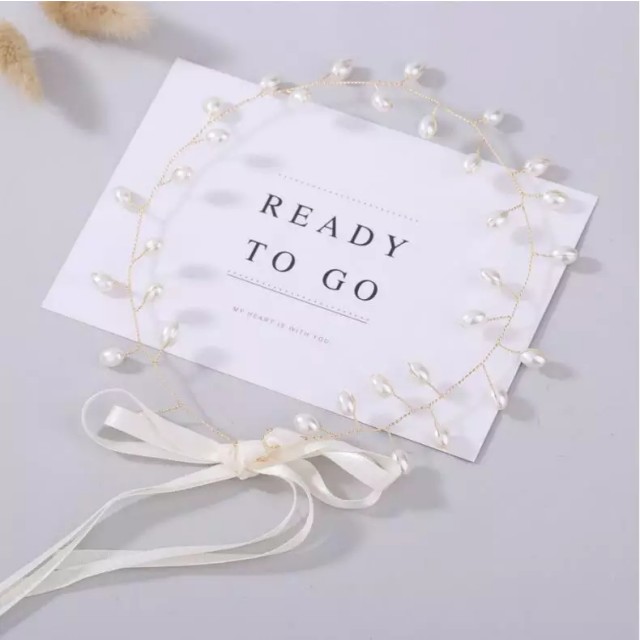 Poročni obroč za lase, s perlicami 