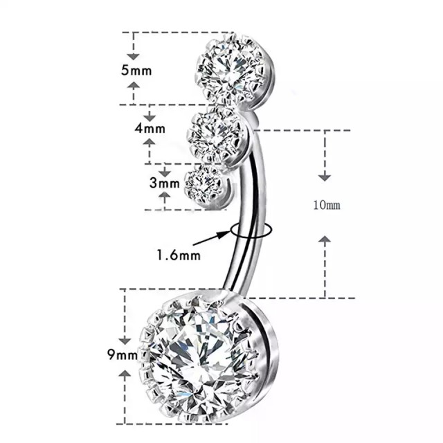 Piercing za popek, srebrn ali rose 