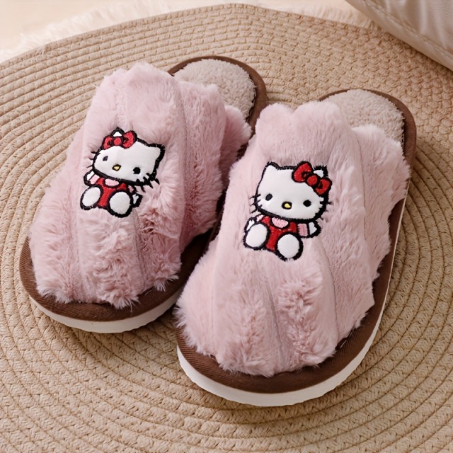 Prikupni plišasti in topli hišni copati z mucko Kitty 