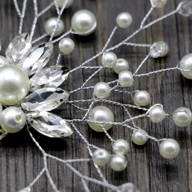 Poročna sponka za lase s perlicami 
