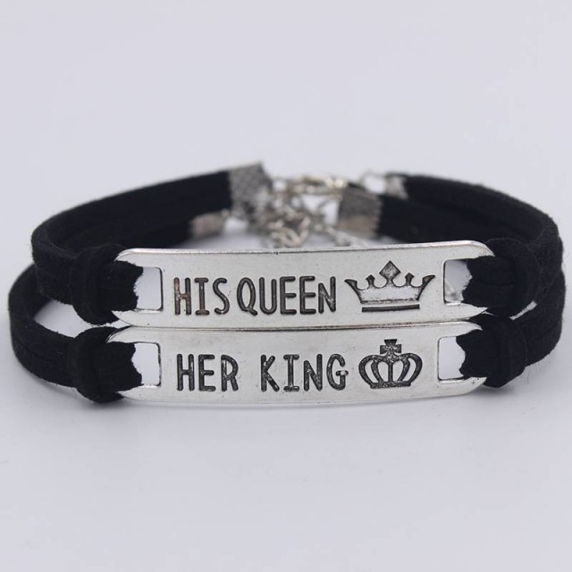 Komplet 2 zapestnic, HER KING HIS QUEEN