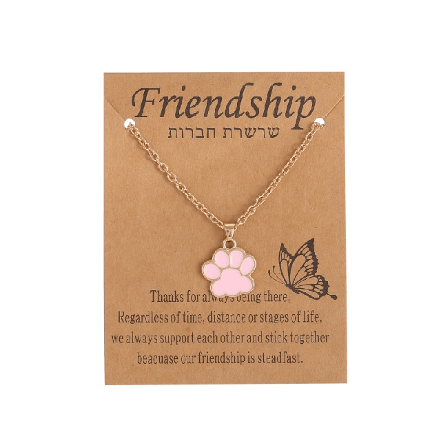Verižica s posvetilom FRIENDSHIP, roza tačka