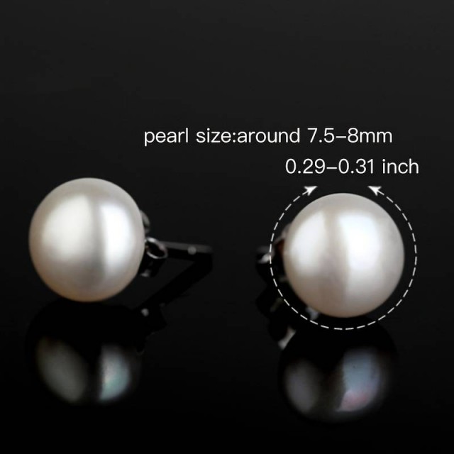 Elegantni vtični uhani s perlico, srebrni