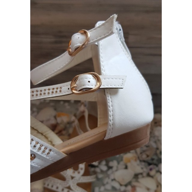 Sandali modni beli z netki W0542 WHITE-5 