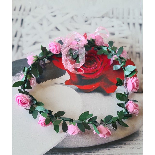 Mehak obroček za lase z vrtnicami in čipko,4 barve