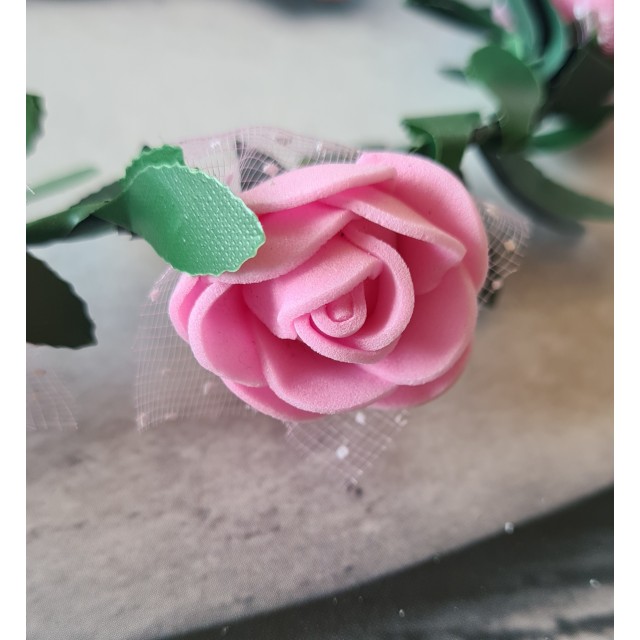 Mehak obroček za lase z vrtnicami in čipko,4 barve
