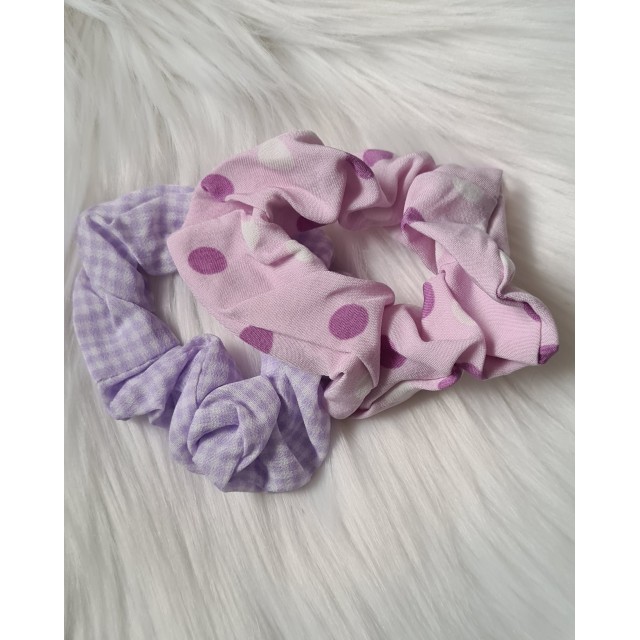 Komplet 2 scrunchie gumic za lase, vijola barve