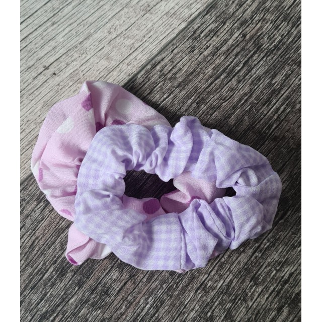 Komplet 2 scrunchie gumic za lase, vijola barve