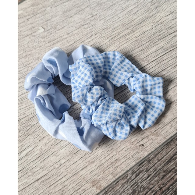 Komplet 2 scrunchie gumic za lase, modre barve