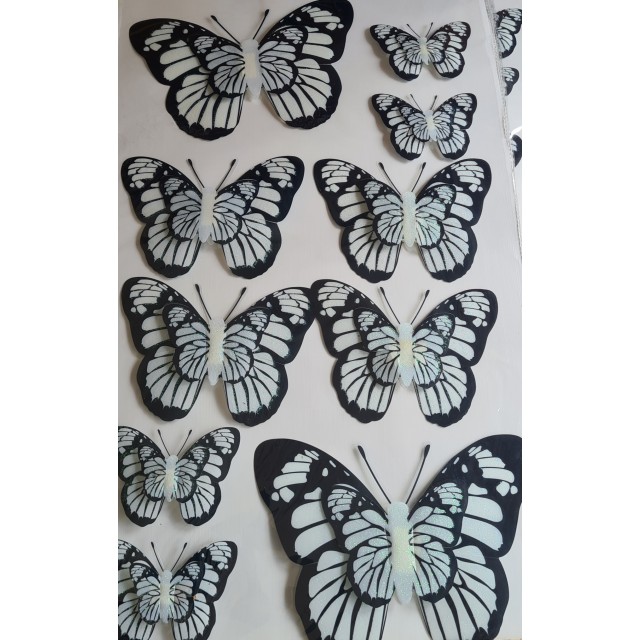 7D stenska nalepka sveti v temi, metulji LC-02