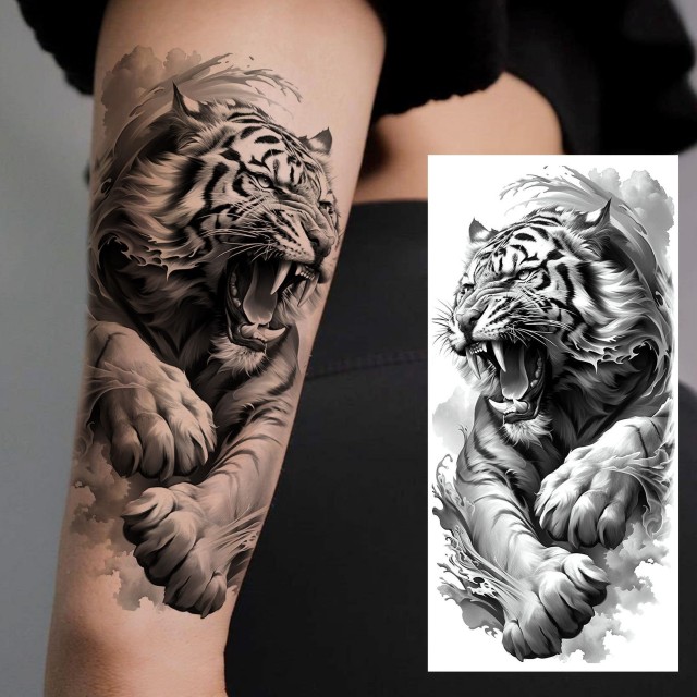 Moška začasna tattoo nalepka z divjim tigrom